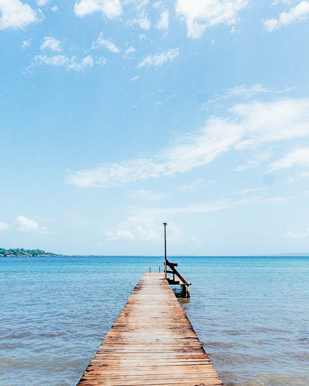 the dock at casa del fuego on isla carenero in bocas del toro panama